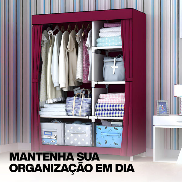 Guarda Roupa Organizador Armário Dobrável Portátil 3 Portas - Image 8