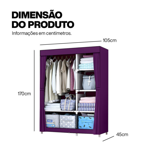 Guarda Roupa Organizador Armário Dobrável Portátil 3 Portas - Image 14