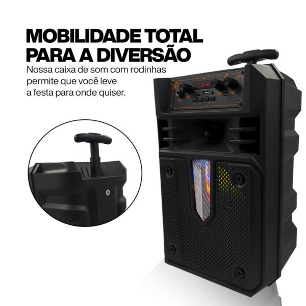 Caixa De Som Bluetooth Led Tws com Rodinhas e Controle - Image 4