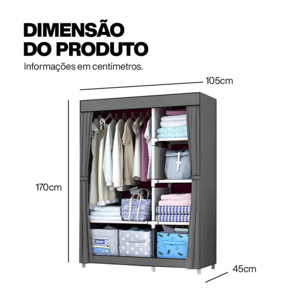 Guarda Roupa Organizador Armário Dobrável Portátil 3 Portas - Image 15