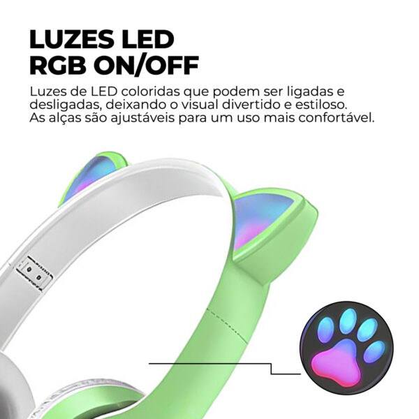 Fone Headset RGB Bluetooth de Gatinho Premium Collection - Image 8