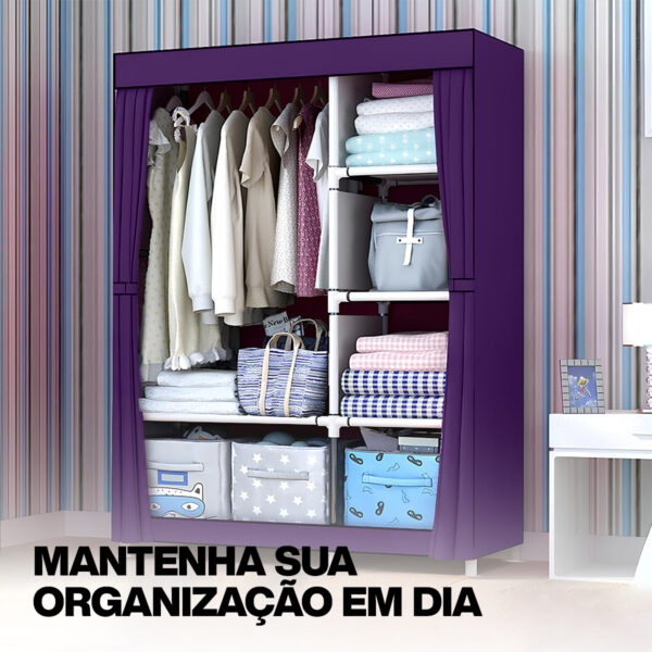 Guarda Roupa Organizador Armário Dobrável Portátil 3 Portas - Image 9