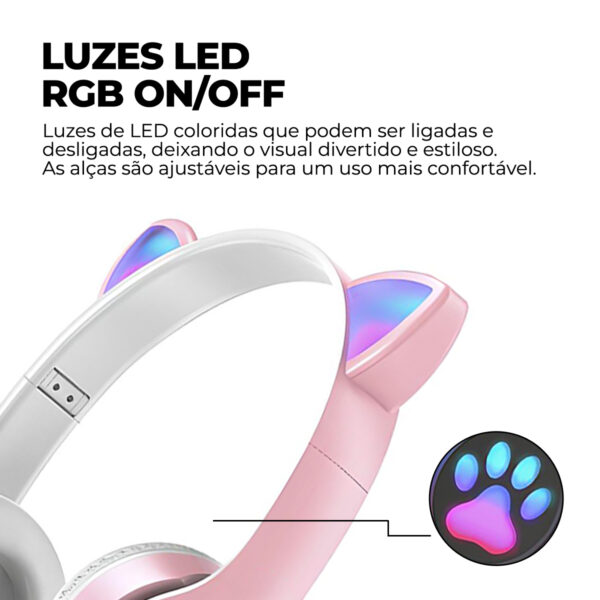 Fone Headset RGB Bluetooth de Gatinho Premium Collection - Image 6
