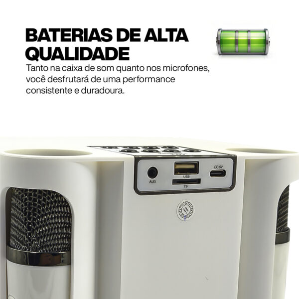Caixa de Som Karaokê Alto Falante Magnético Led Microfone - Image 7