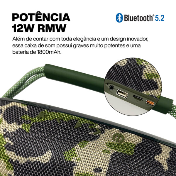 Caixa de som Bluetooth Rgb Bass com dois alto-falantes - Image 5