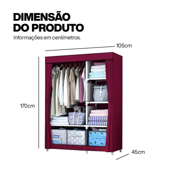 Guarda Roupa Organizador Armário Dobrável Portátil 3 Portas - Image 13