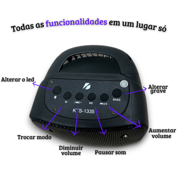 Caixa De Som Bluetooth Pequena Potente Entrada para Microfone - Image 5