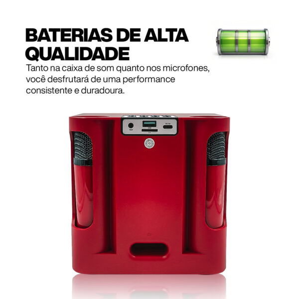 Caixa de Som Karaokê Alto Falante Magnético Led Microfone - Image 5