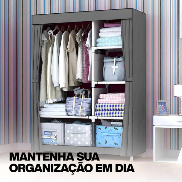 Guarda Roupa Organizador Armário Dobrável Portátil 3 Portas - Image 10