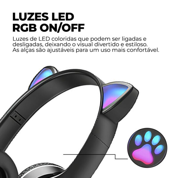 Fone Headset RGB Bluetooth de Gatinho Premium Collection - Image 3
