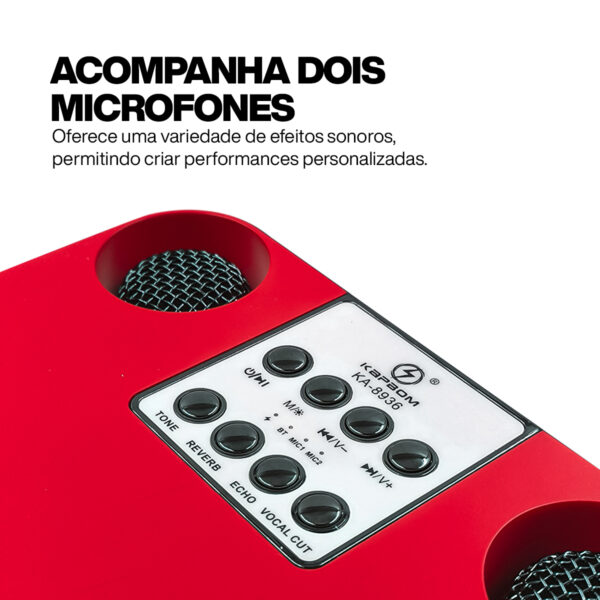 Caixa de Som Karaokê Alto Falante Magnético Led Microfone - Image 11