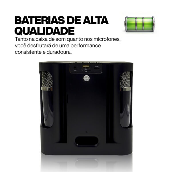 Caixa de Som Karaokê Alto Falante Magnético Led Microfone - Image 6