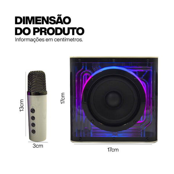 Caixa de Som Karaokê Alto Falante Magnético Led Microfone - Image 14