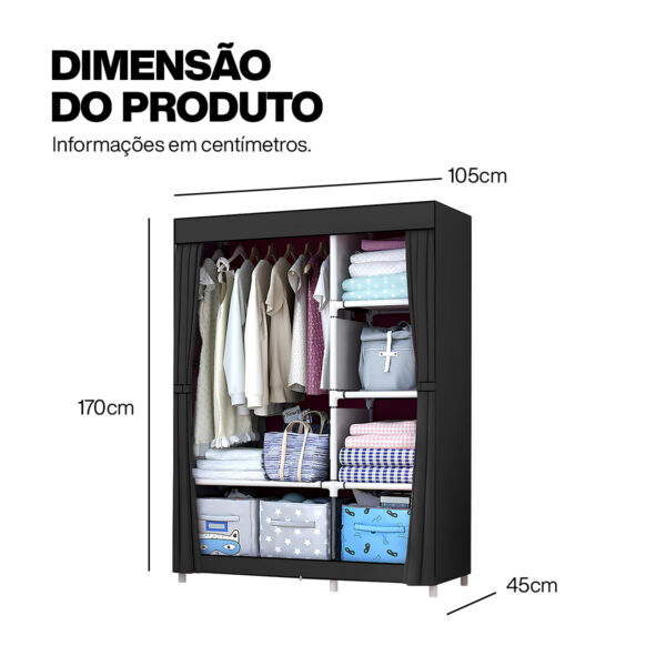 Guarda Roupa Organizador Armário Dobrável Portátil 3 Portas - Image 17