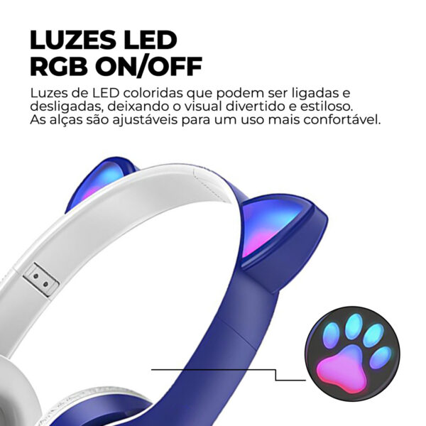 Fone Headset RGB Bluetooth de Gatinho Premium Collection - Image 12