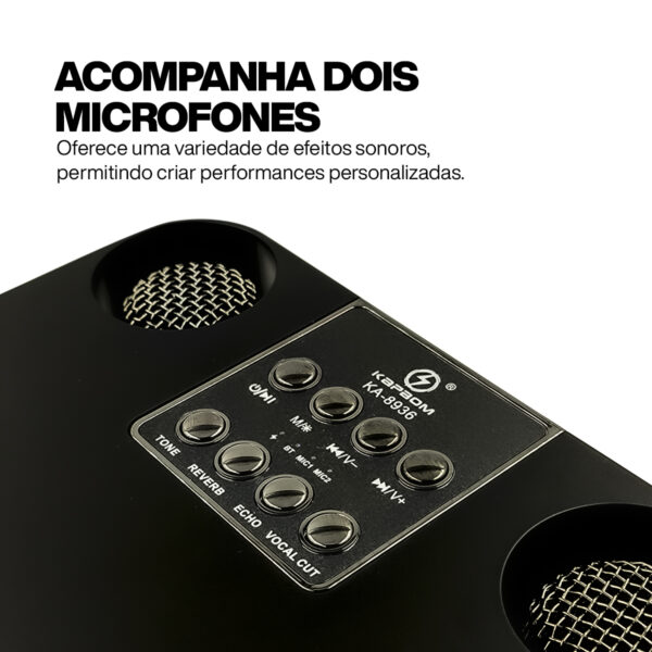 Caixa de Som Karaokê Alto Falante Magnético Led Microfone - Image 9